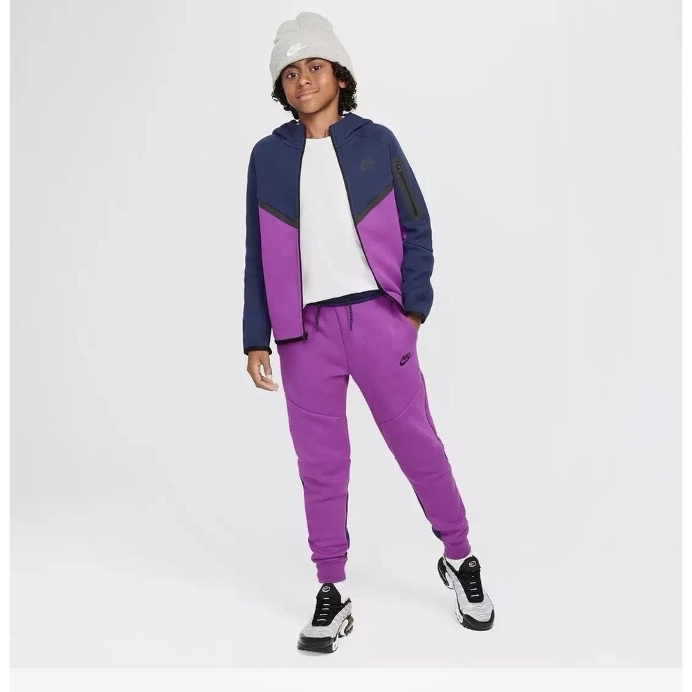 Nike Sportswear Tech Fleece Big Kids' Joggers Purple/Navy MSRP $90 Sz Large - Picture 3 of 7